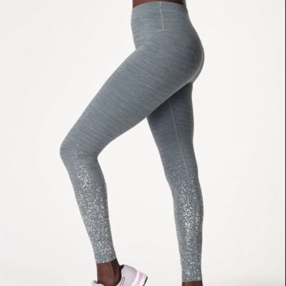 SWEATY BETTY | Blue Terrazzo Placement Disco Metallic 7/8 Leggings Women’s Small - Picture 1 of 13